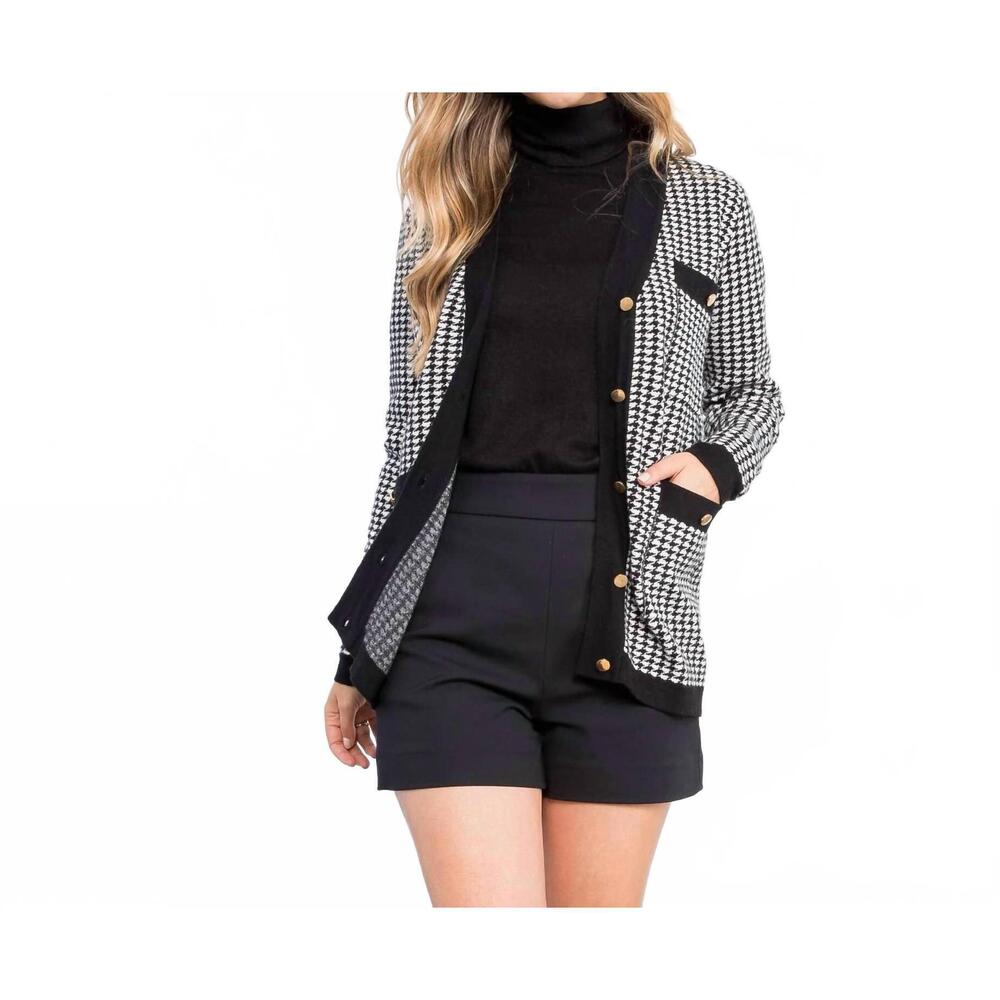 NEW THML gossip worthy cardigan in black/white